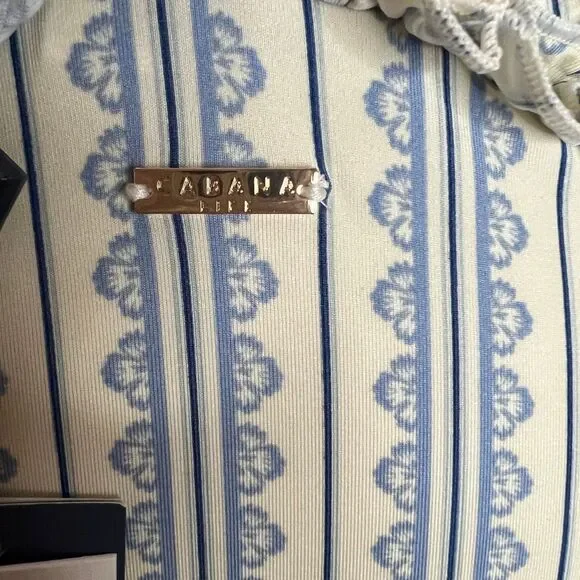 Cabana Life UPF 50+ Smocked Waist Dress XL Blue White Stripe Ruffle Beach Resort - Picture 6 of 9